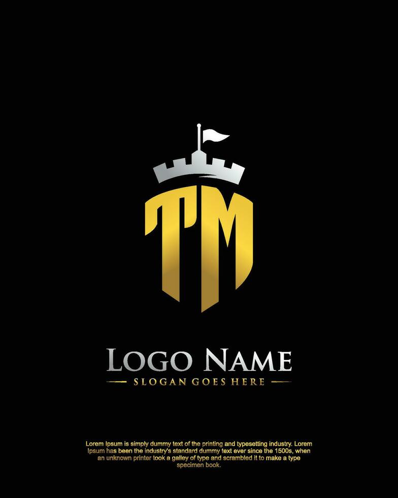 initial TM letter with shield style logo template vector