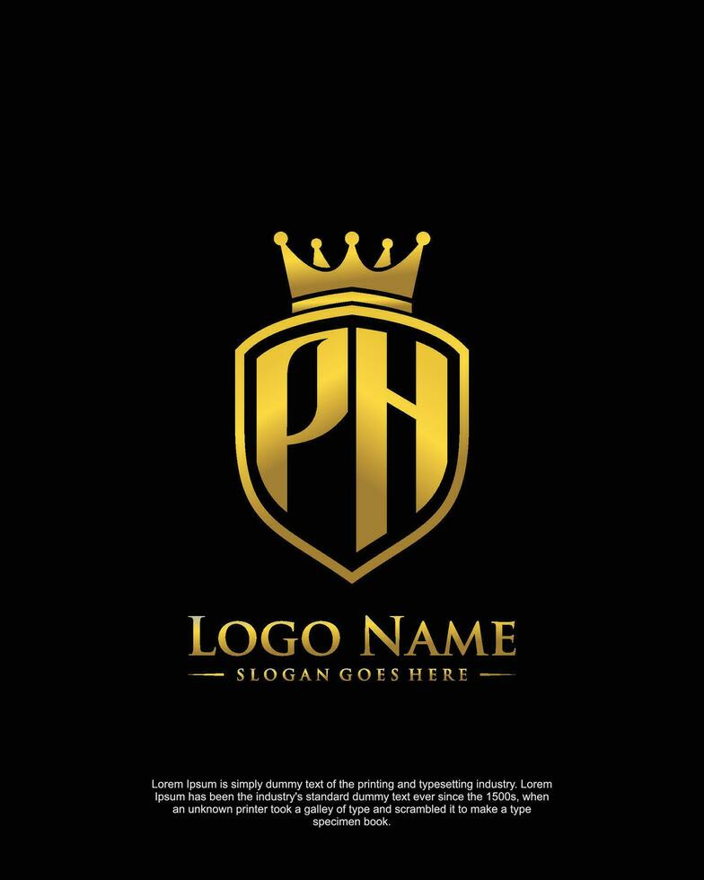 initial PH letter with shield style logo template vector