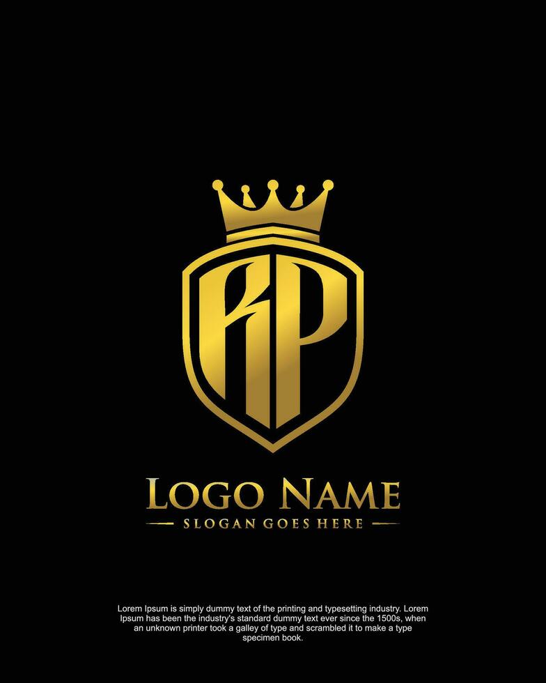 initial RP letter with shield style logo template vector
