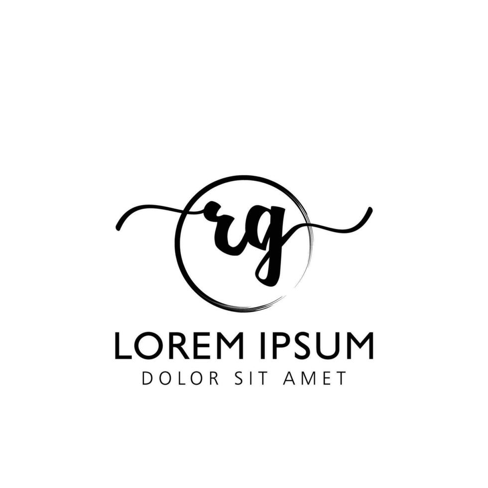 Letter RG Initial handwriting logo with signature and hand drawn style. vector