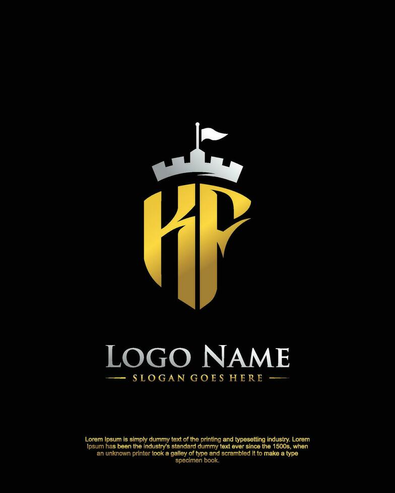 initial KF letter with shield style logo template vector