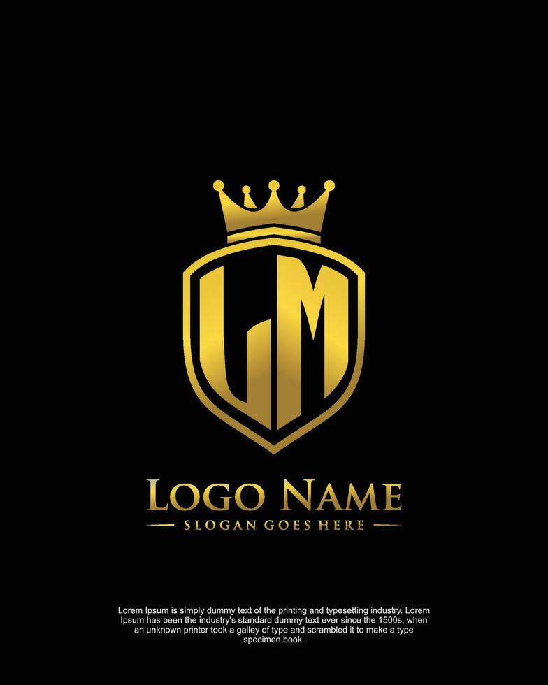 initial LM letter with shield style logo template vector