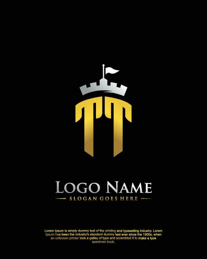initial TT letter with shield style logo template vector