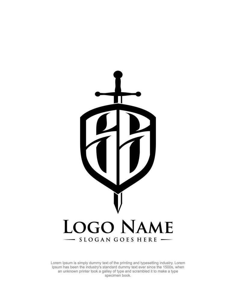 initial SS letter with shield style logo template vector