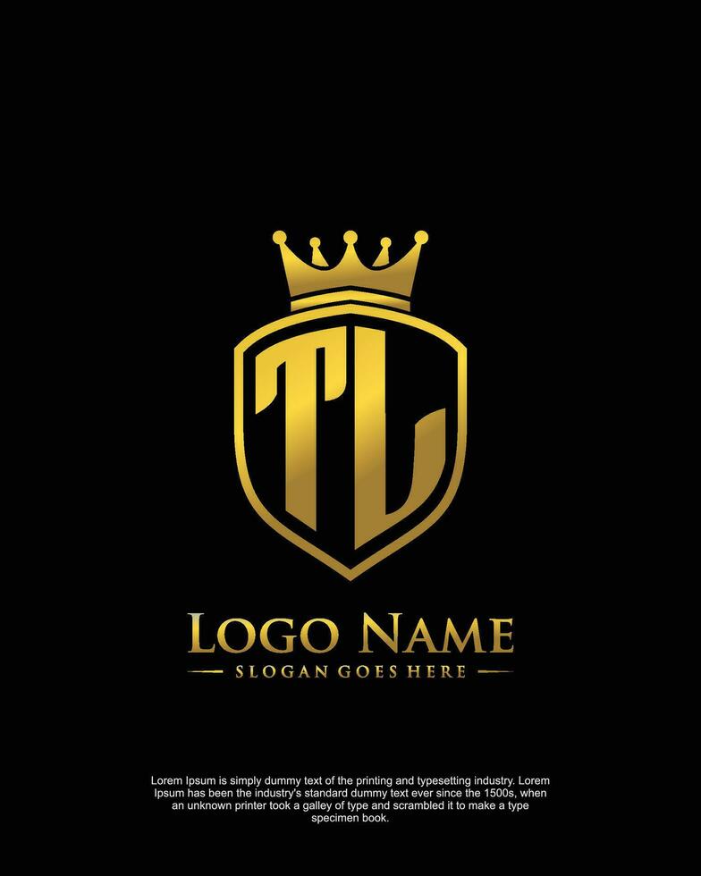 initial TL letter with shield style logo template vector