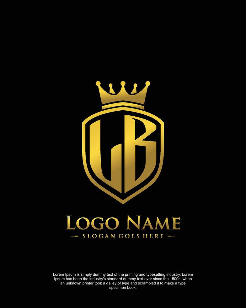 initial LB letter with shield style logo template vector