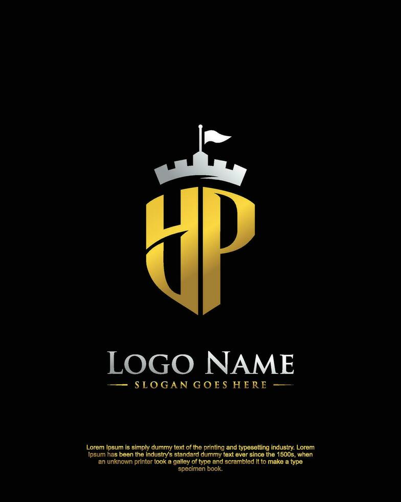 initial YP letter with shield style logo template vector