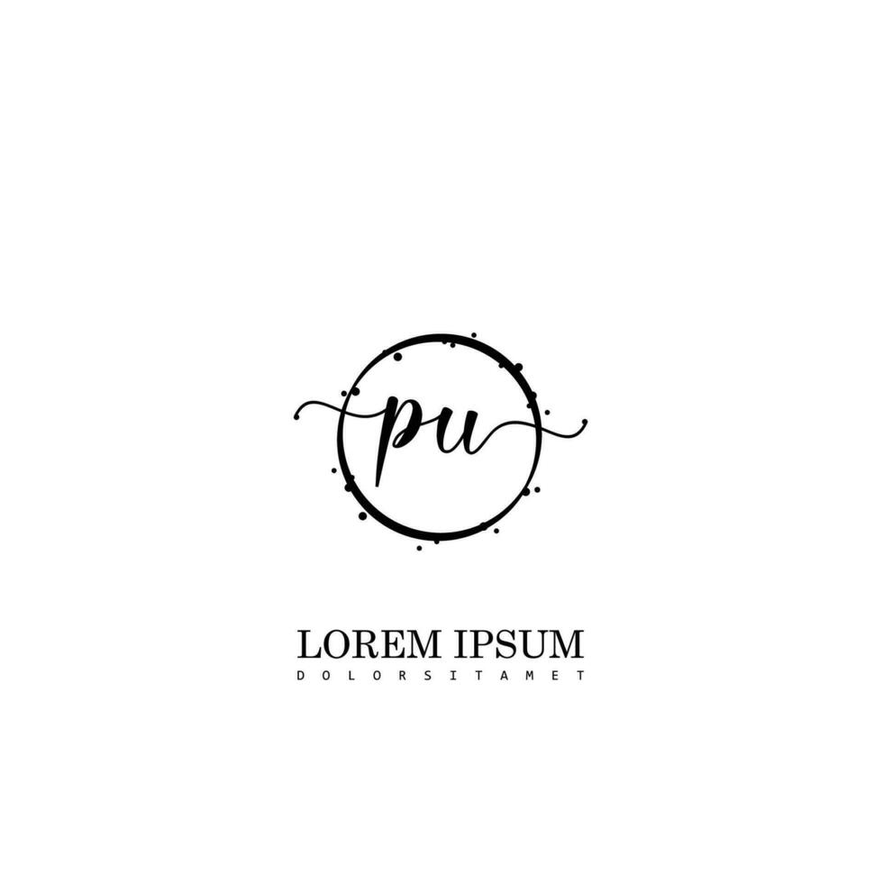 Initial PU handwriting logo vector