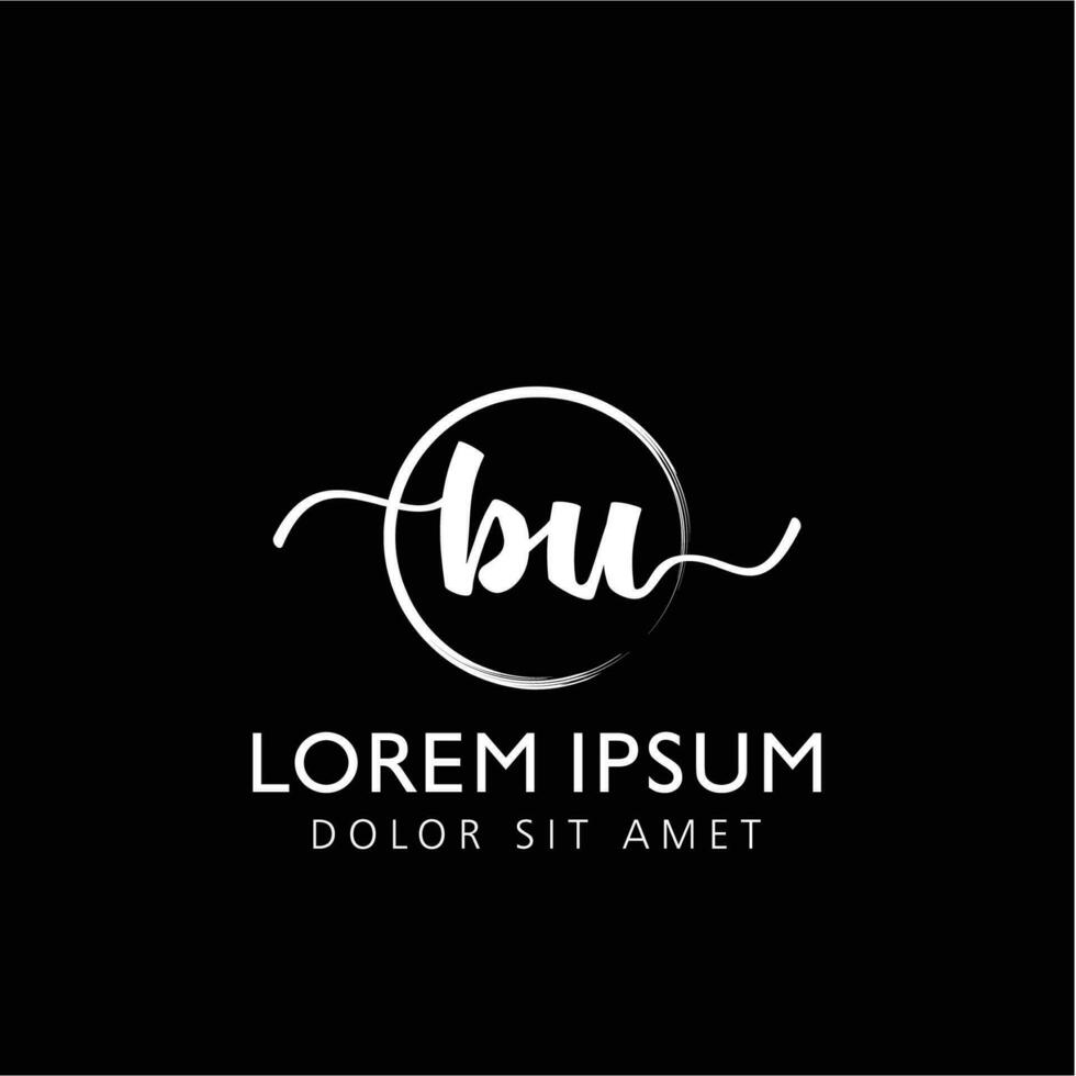 Letter BU Initial handwriting logo with signature and hand drawn style. vector