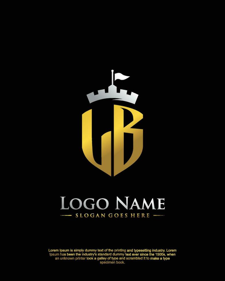 initial LB letter with shield style logo template vector