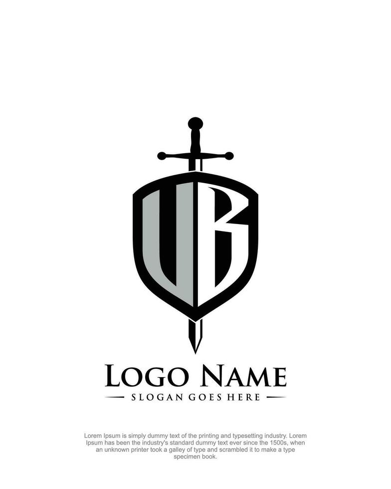 initial UB letter with shield style logo template vector