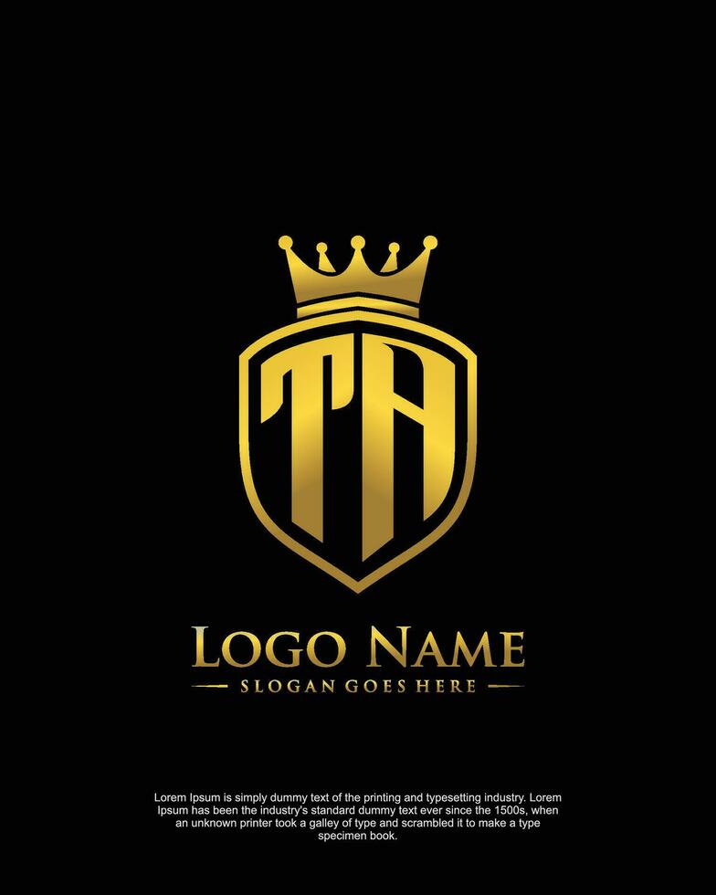 initial TA letter with shield style logo template vector