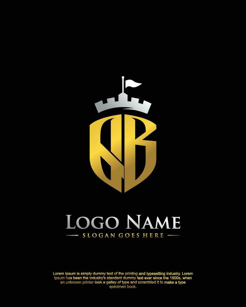 initial QB letter with shield style logo template vector