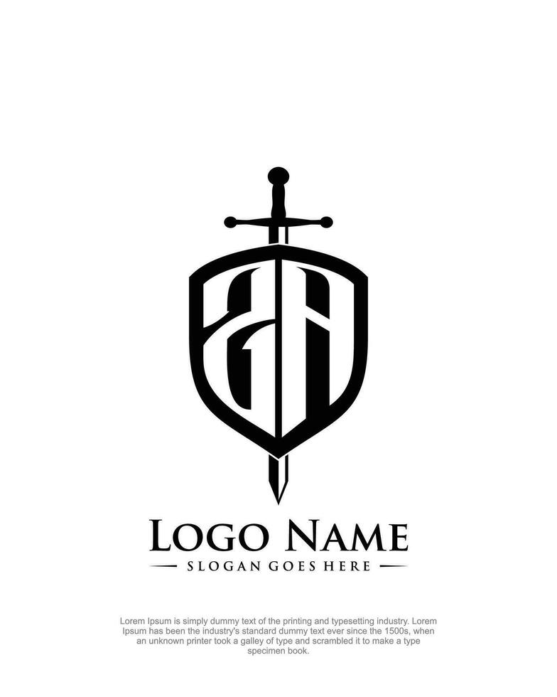 initial ZA letter with shield style logo template vector