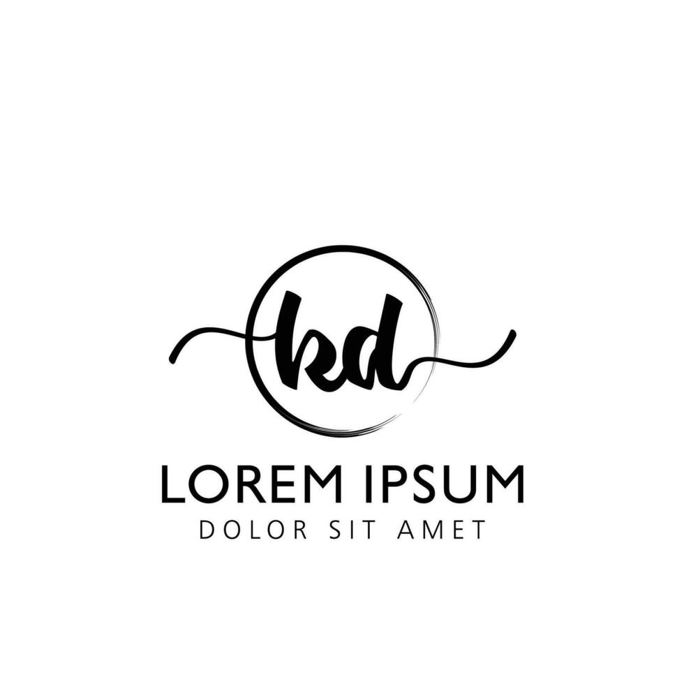 Letter KD Initial handwriting logo with signature and hand drawn style. vector