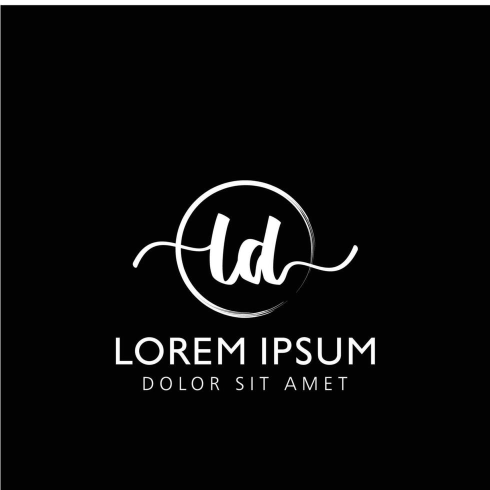 Letter LD Initial handwriting logo with signature and hand drawn style. vector