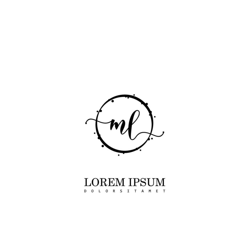 Initial ML handwriting logo vector