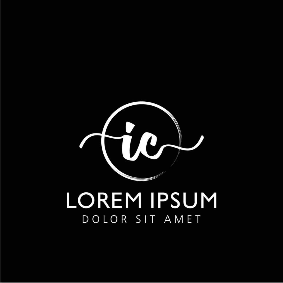 Letter IC Initial handwriting logo with signature and hand drawn style. vector