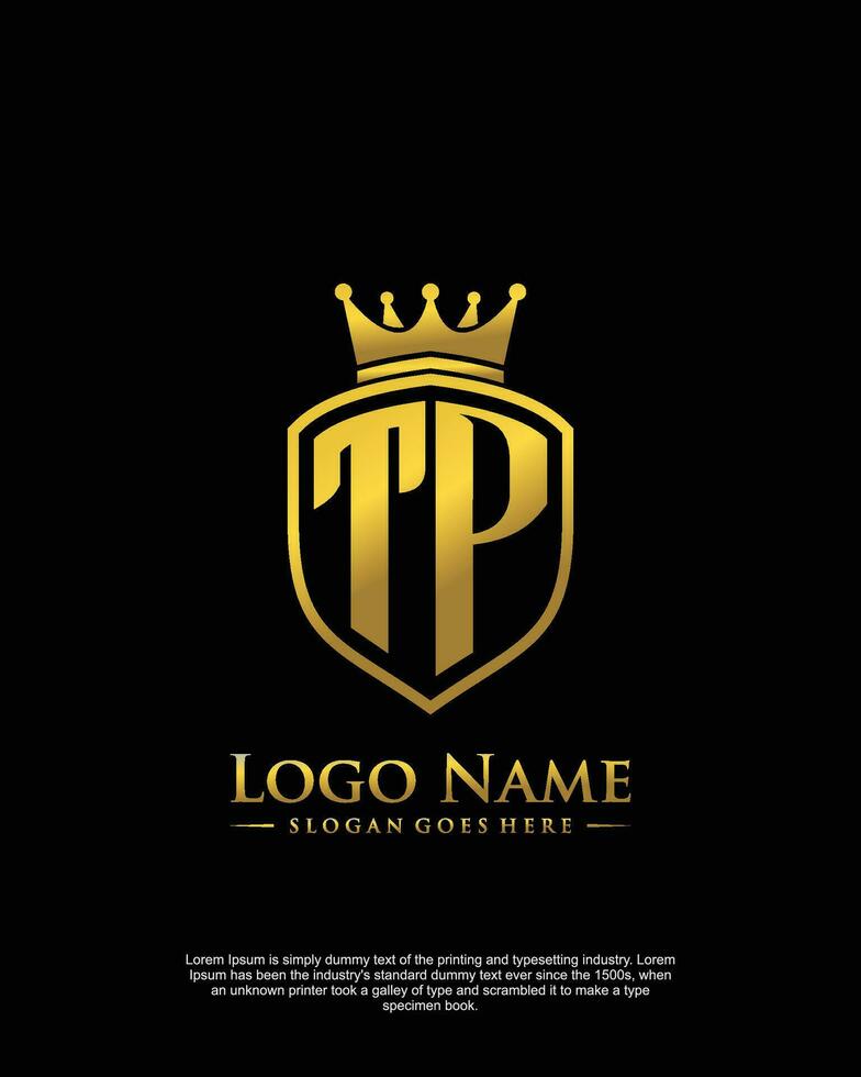 initial TP letter with shield style logo template vector
