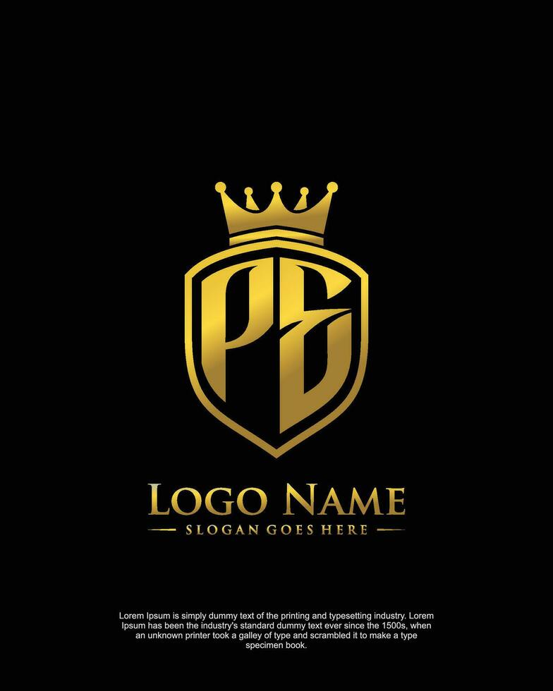 initial PE letter with shield style logo template vector
