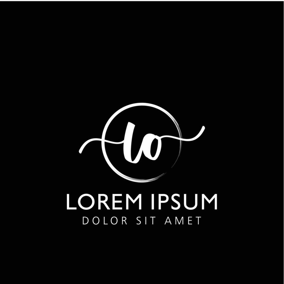 Letter LO Initial handwriting logo with signature and hand drawn style. vector