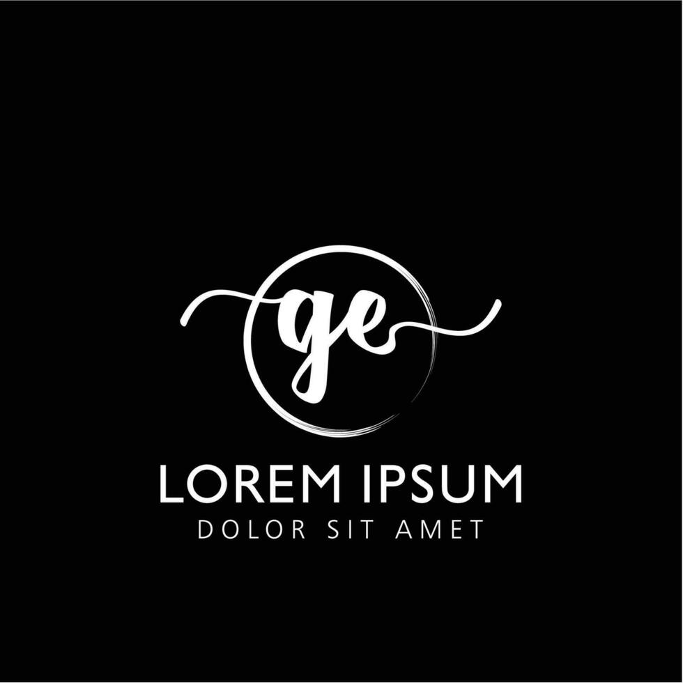Letter GE Initial handwriting logo with signature and hand drawn style. vector