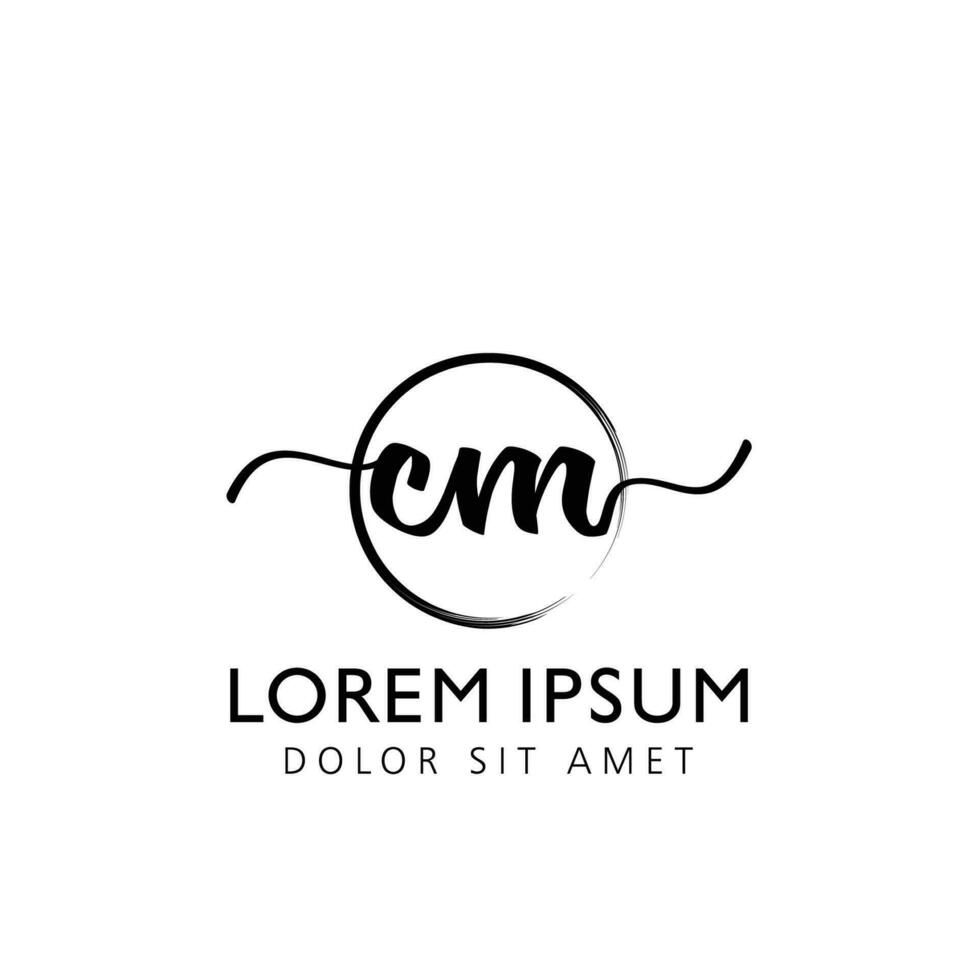 Letter CM Initial handwriting logo with signature and hand drawn style. vector