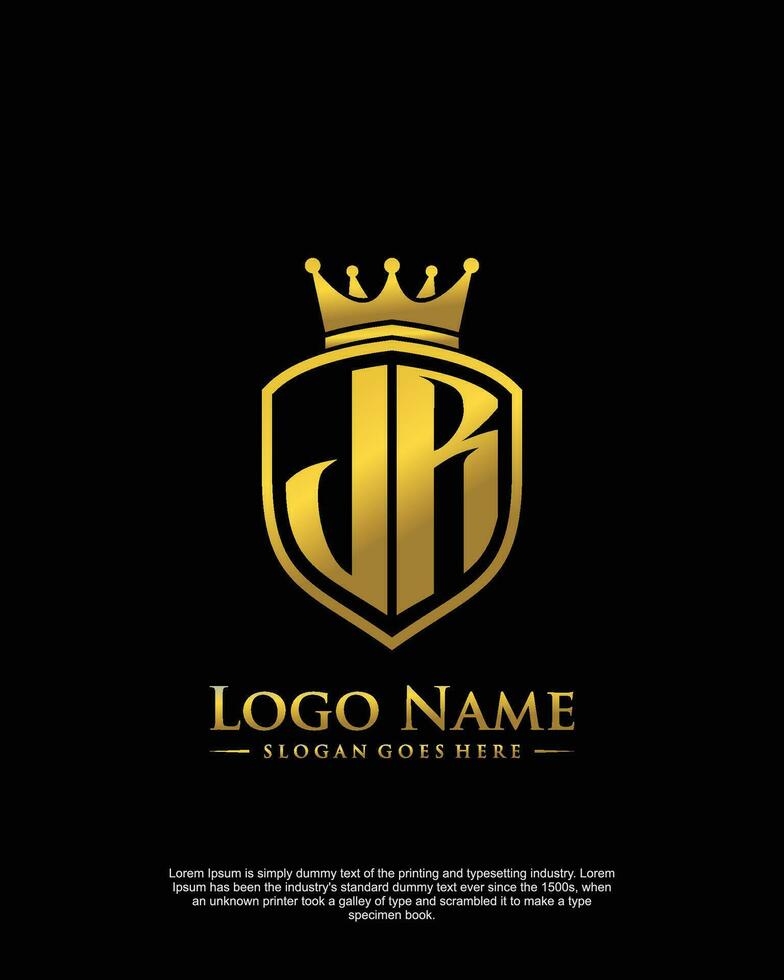 initial JR letter with shield style logo template vector