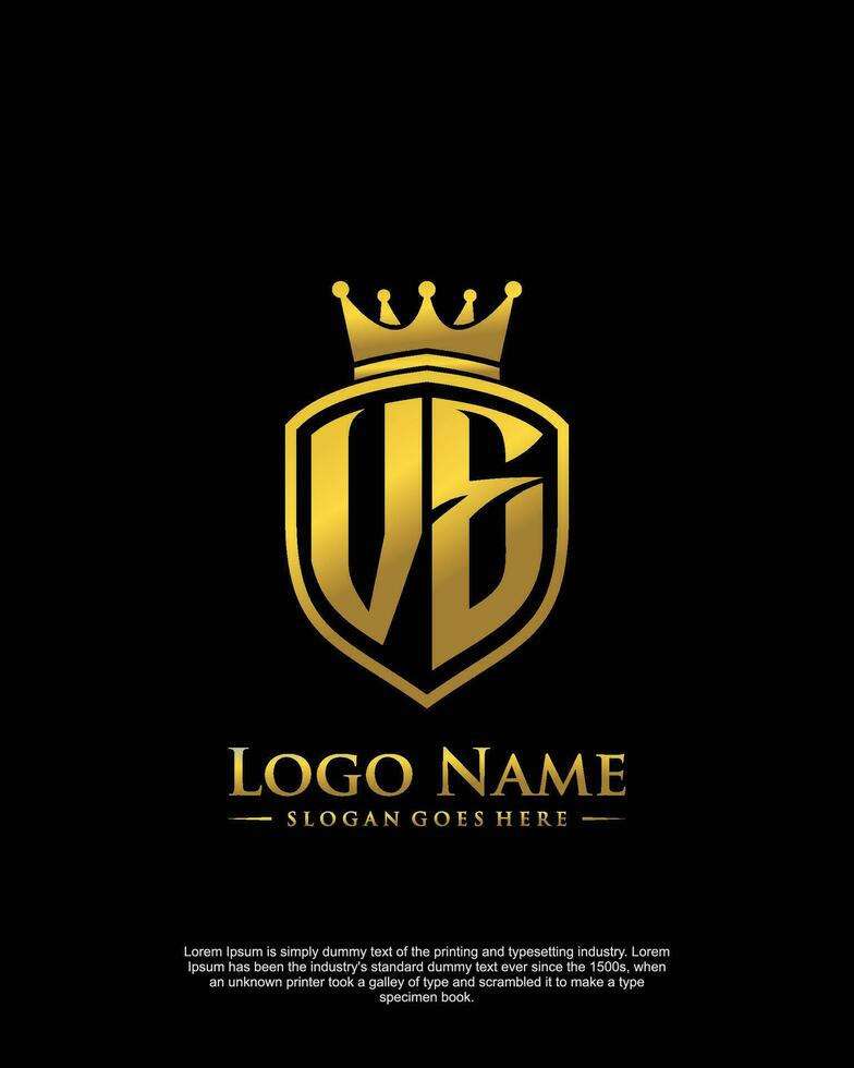 initial VE letter with shield style logo template vector