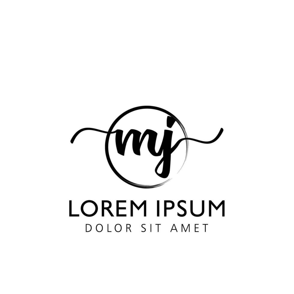 Letter MJ Initial handwriting logo with signature and hand drawn style. vector