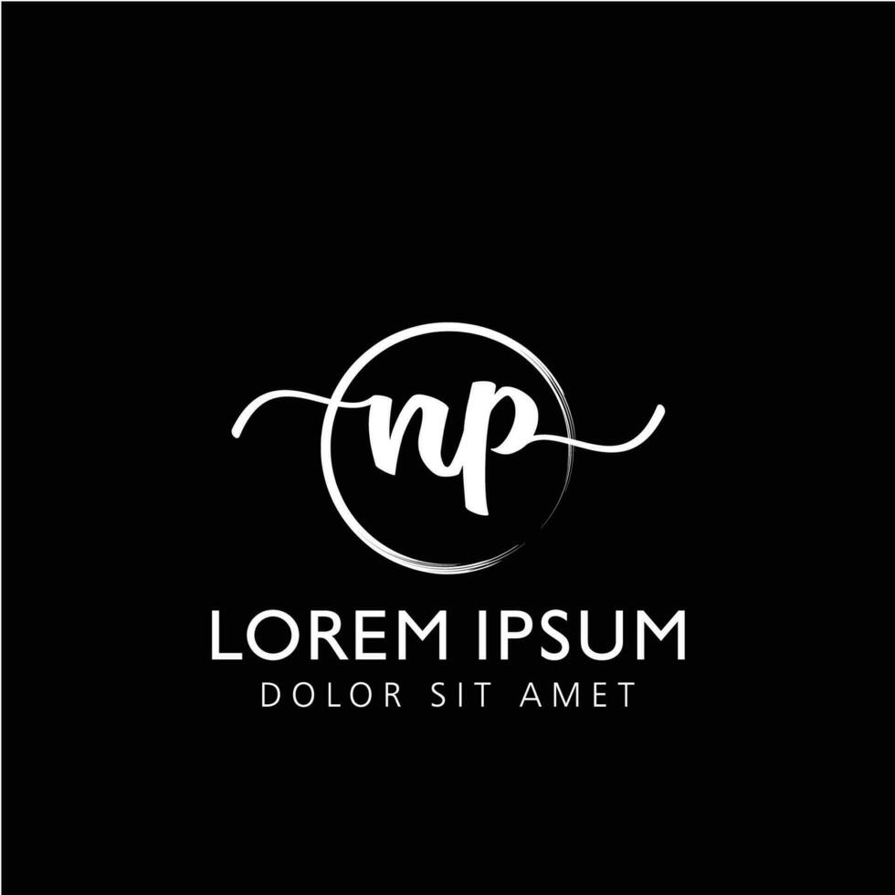 Letter NP Initial handwriting logo with signature and hand drawn style. vector