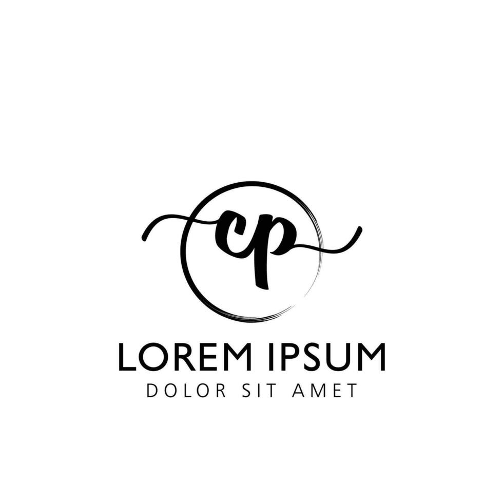 Letter CP Initial handwriting logo with signature and hand drawn style. vector