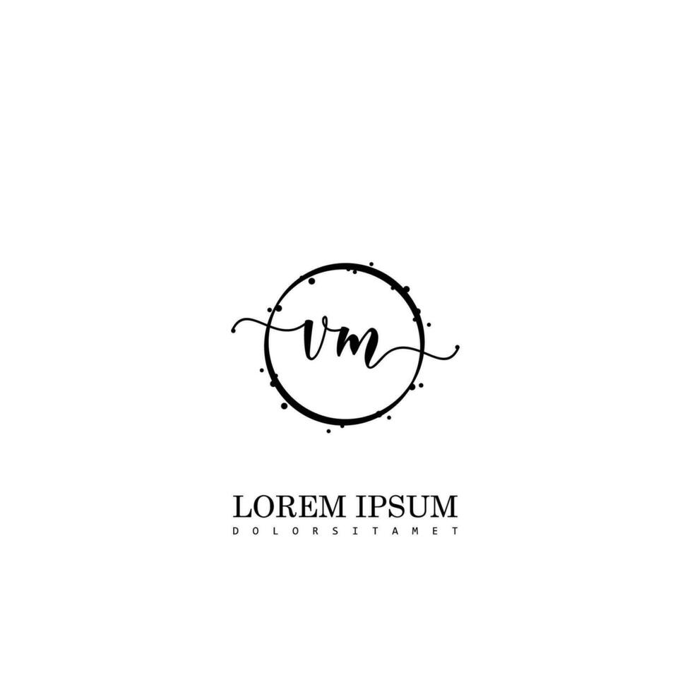 Initial VM handwriting logo vector