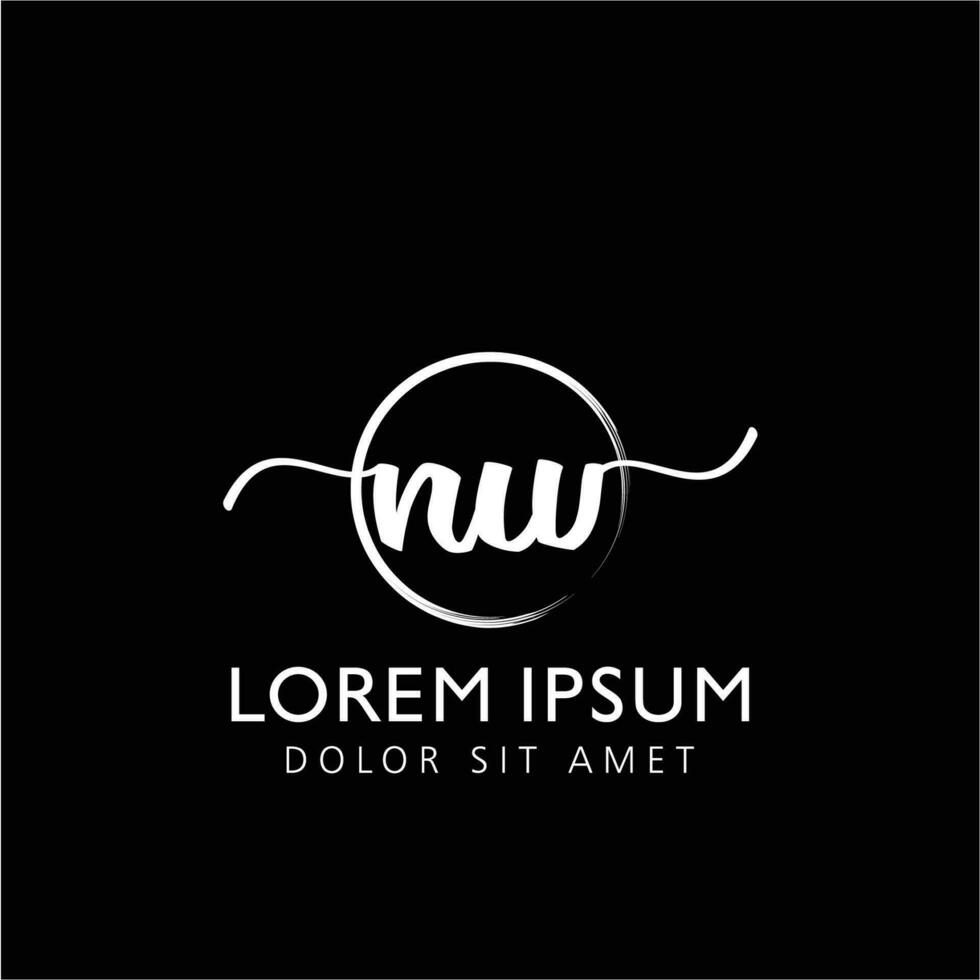 Letter NW Initial handwriting logo with signature and hand drawn style. vector