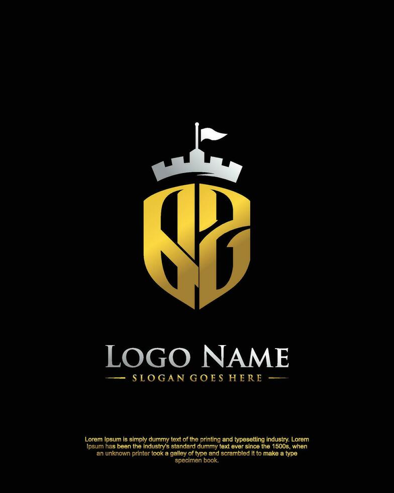 initial QZ letter with shield style logo template vector