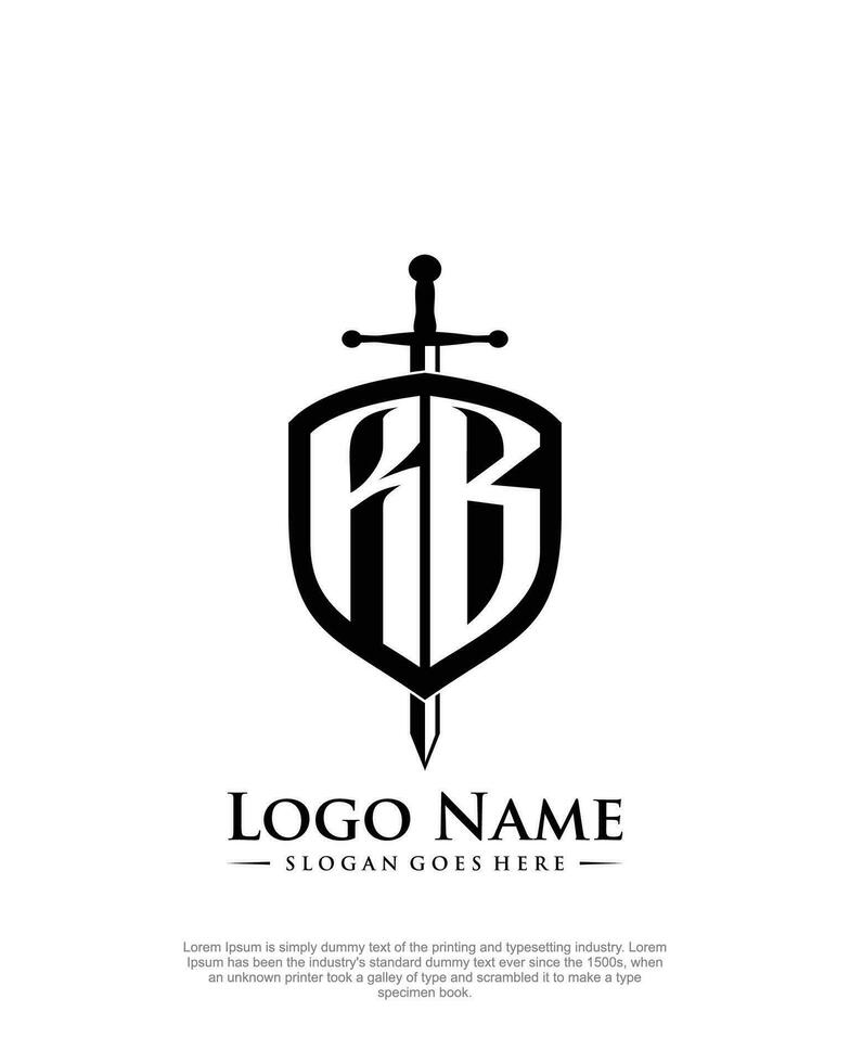 initial RB letter with shield style logo template vector