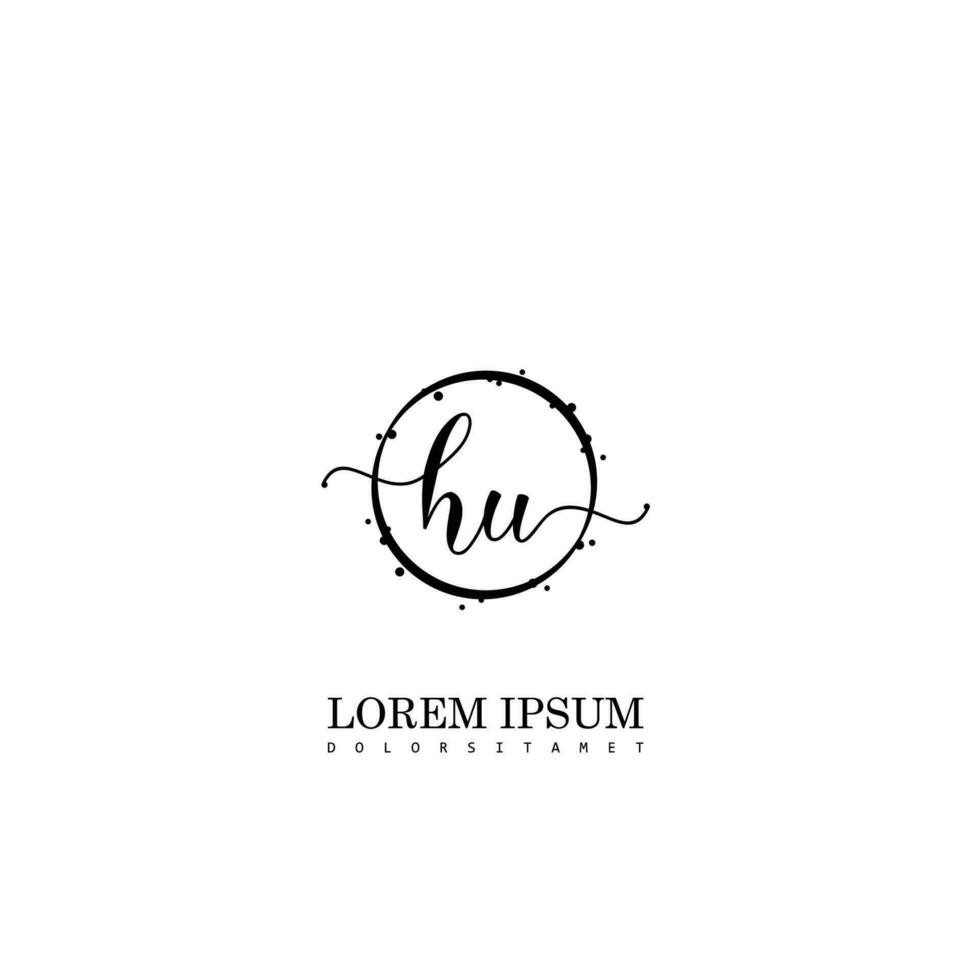 Initial HU handwriting logo vector