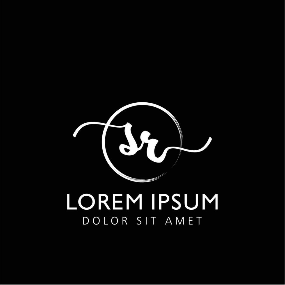 Letter SR Initial handwriting logo with signature and hand drawn style. vector