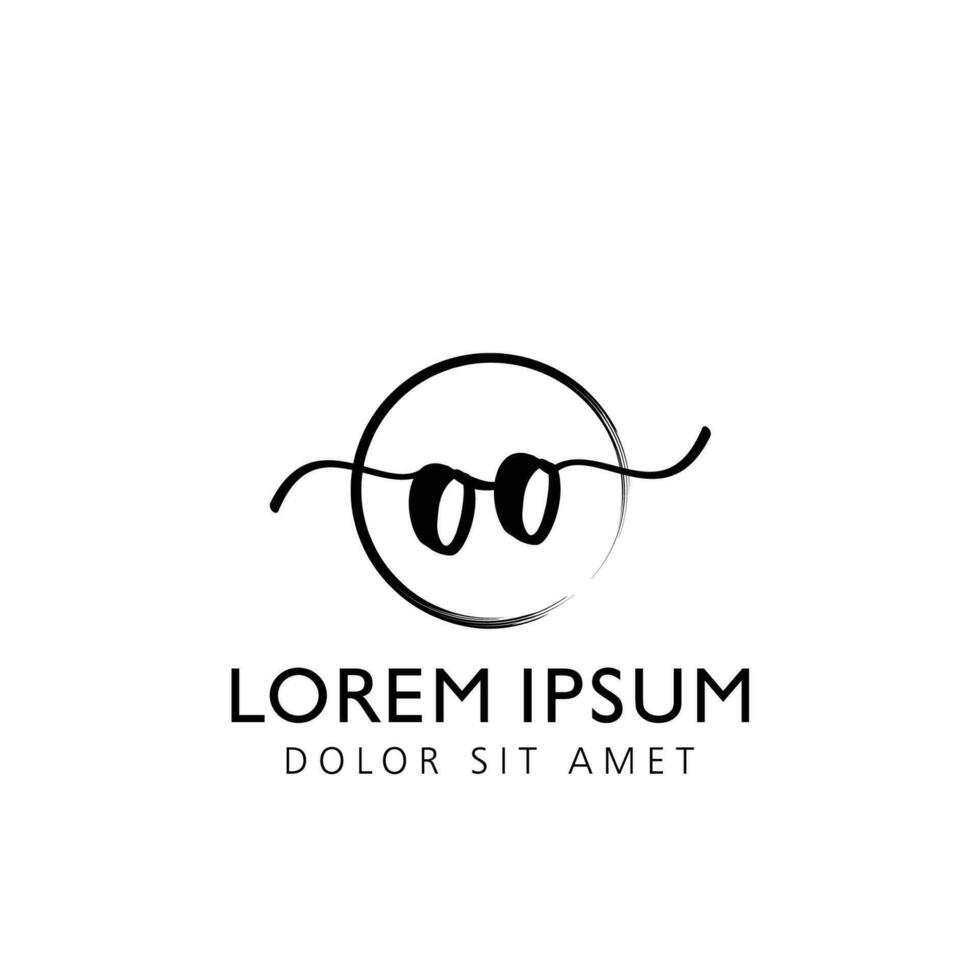 Letter OO Initial handwriting logo with signature and hand drawn style. vector