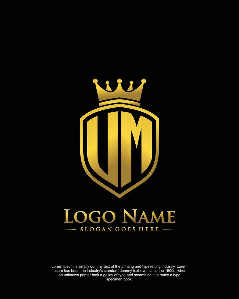 initial UM letter with shield style logo template vector