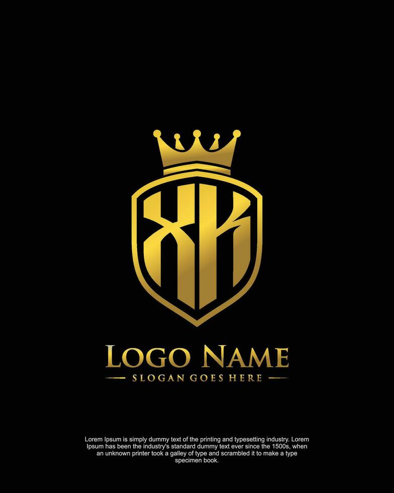 initial XK letter with shield style logo template vector