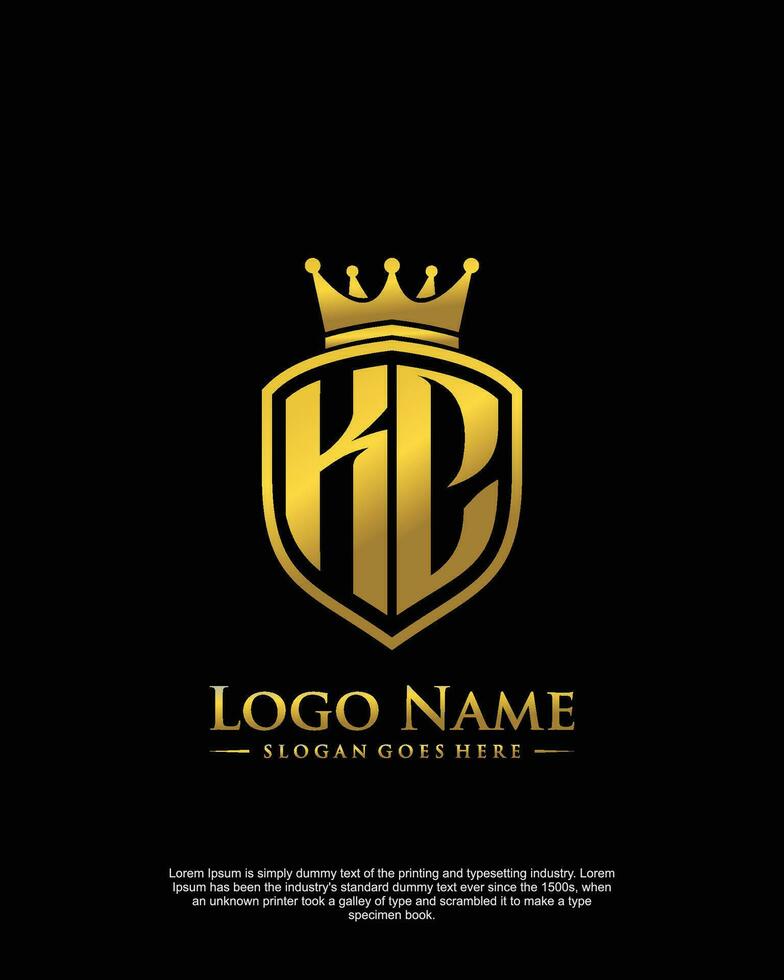 initial KC letter with shield style logo template vector