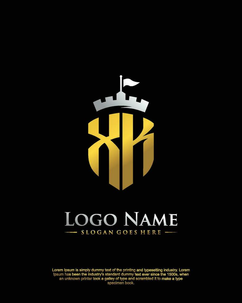 initial XK letter with shield style logo template vector
