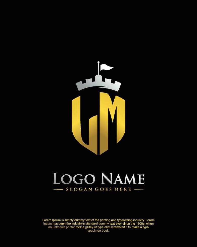 initial LM letter with shield style logo template vector