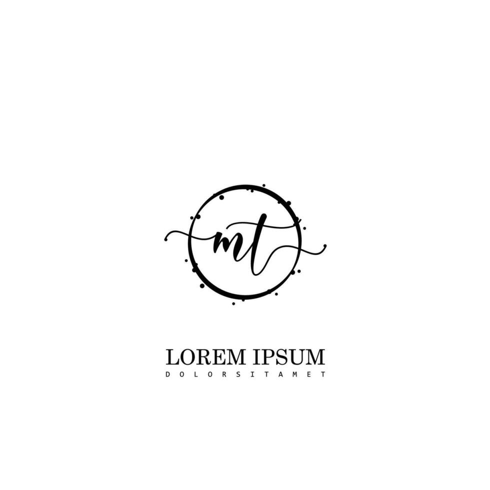 Initial MT handwriting logo vector