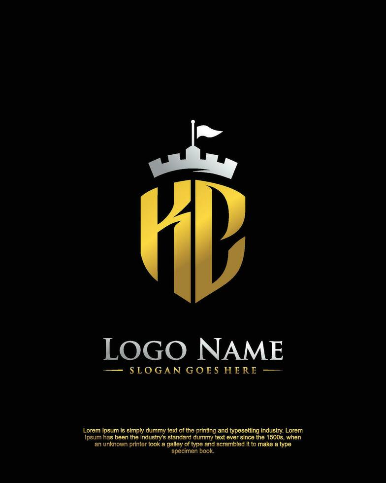 initial KC letter with shield style logo template vector