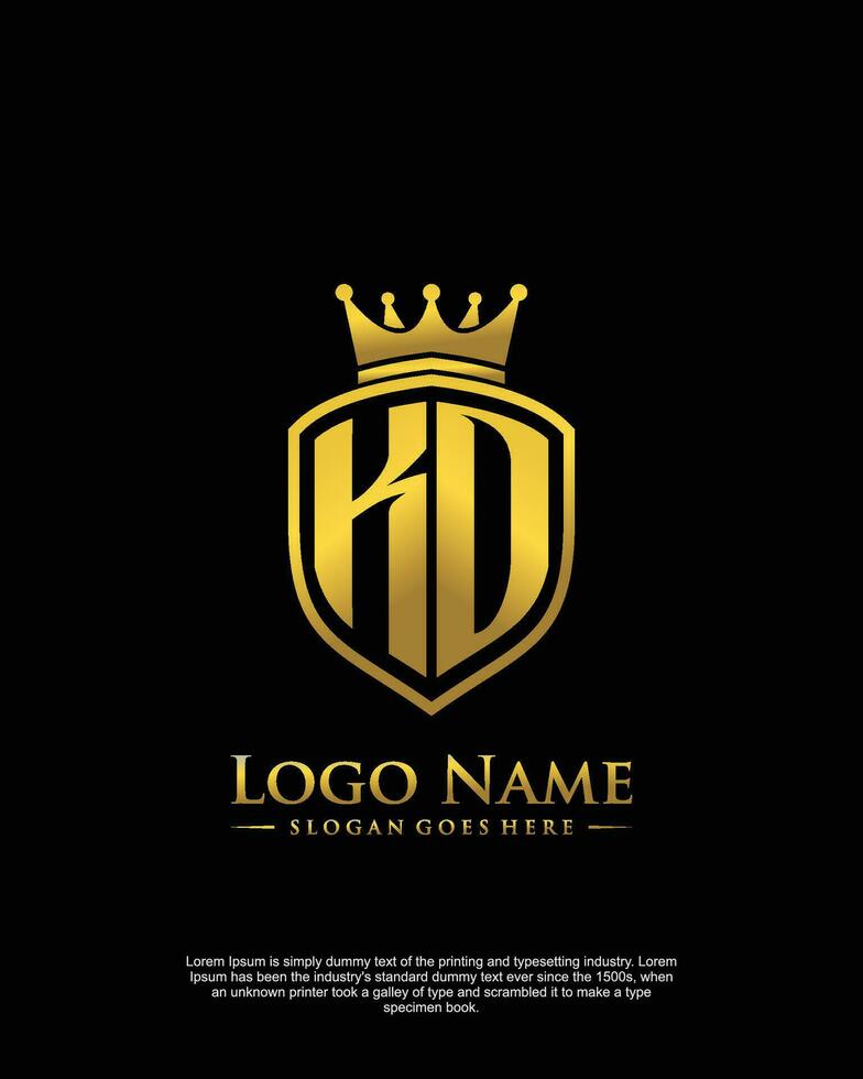 initial KD letter with shield style logo template vector