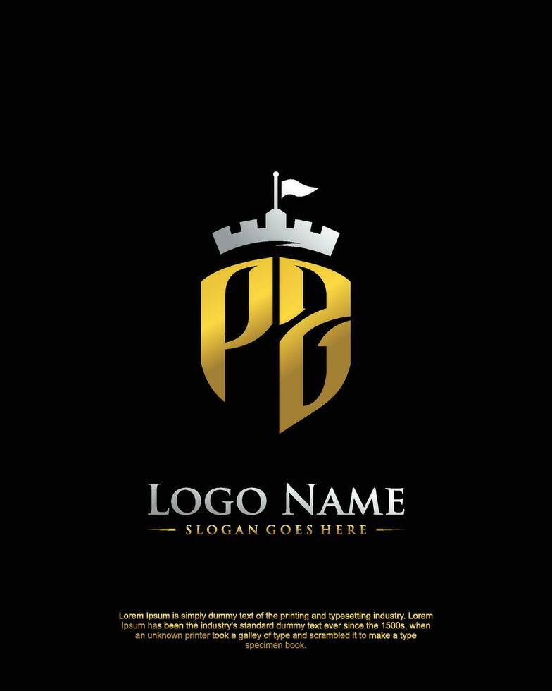initial PZ letter with shield style logo template vector
