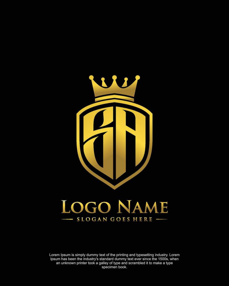 initial SA letter with shield style logo template vector