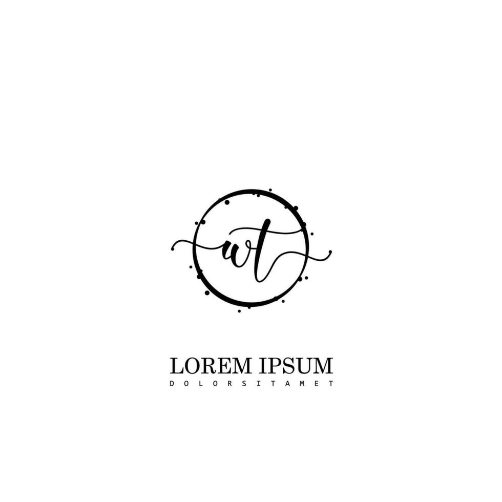 Initial WT handwriting logo vector